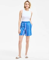 Charter Club Women's Magnolia Linen Striped Shorts, Exclusively at Macy's