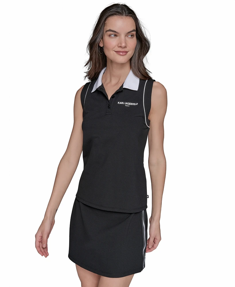 Karl Lagerfeld Paris Women's Sleeveless Polo Shirt