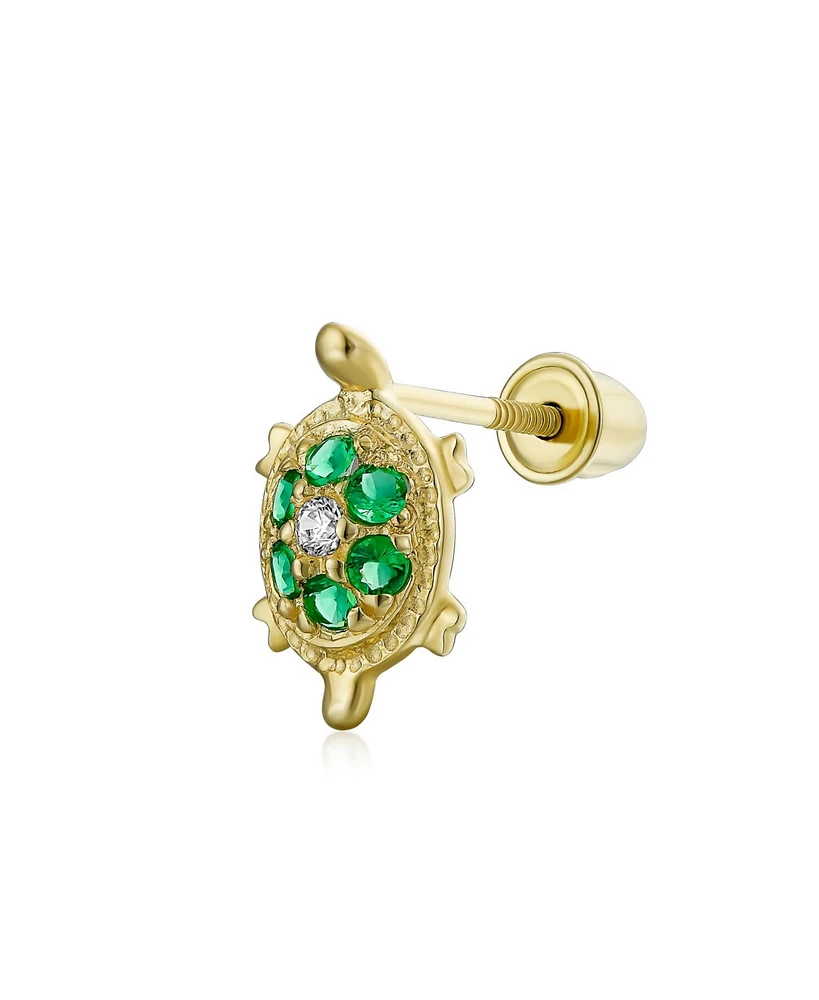 Bling Jewelry Tiny Daith Nautical Green Turtle 14K Gold Cartilage Ear Stud Earring Helix Screwback