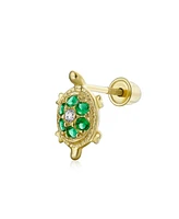 Bling Jewelry Tiny Daith Nautical Green Turtle 14K Gold Cartilage Ear Stud Earring Helix Screwback