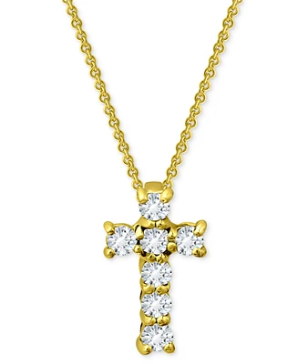 Giani Bernini Cubic Zirconia Cross Pendant Necklace, 16" + 2" extender, Exclusively at Macy's
