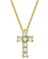 Giani Bernini Cubic Zirconia Cross Pendant Necklace, 16" + 2" extender, Exclusively at Macy's