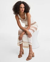 Bar Iii Women's Striped Crochet Tank Dress, Exclusively at Macy's