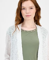 Kasper Women's Slub Yarn Open-Front A-Line Cardigan