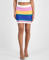 Bar Iii Women's Striped Crochet Mini Skirt, Exclusively at Macy's