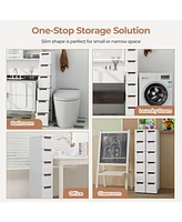 6-Drawer Rolling Organizer Unit Narrow Storage Cabinet with Built-In Wheels for Small Space-6-Drawer