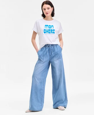 On 34th Women's Pull-On Utility Wide-Leg Jeans, Exclusively at Macy's