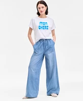 On 34th Women's Pull-On Utility Wide-Leg Jeans, Exclusively at Macy's