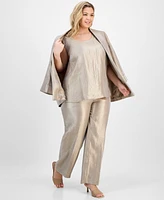 Kasper Plus Metallic Crinkled Sleeveless Top