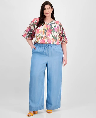 Vince Camuto Plus Drawstring-Waist Wide-Leg Pants