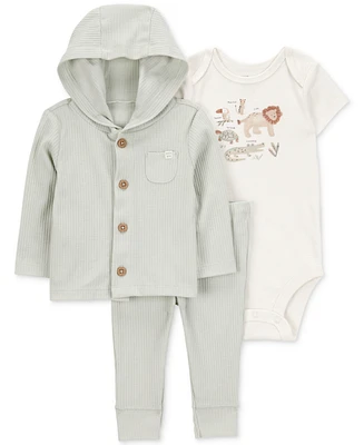 Carter's Baby Boys Little Character Set Hooded Cardigan, Lion Bodysuit & Pants, 3 Piece