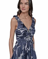 Karl Lagerfeld Paris Women's Floral-Print Pleated Midi Dress