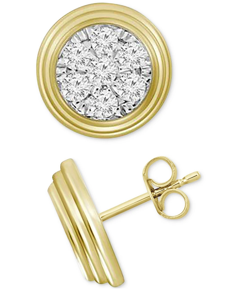 Men's Diamond Round Cluster Stud Earrings (1/5 ct. t.w.) in 10k Gold