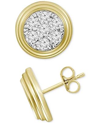 Men's Diamond Round Cluster Stud Earrings (1/5 ct. t.w.) in 10k Gold