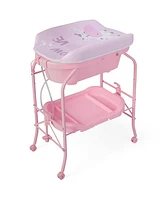 Folding Baby Changing Table with Bathtub and 4 Universal Wheels