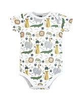 Hudson Baby Boys Cotton Bodysuits -Pack, Jungle