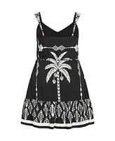 City Chic Plus Peta Border Print Dress