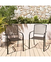 Black Metal Outdoor Patio Dining Chair Set of 2