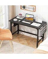 48 Inch Mobile Computer Workstation with 4 Smooth Casters