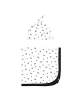 Hudson Baby Baby Boys Hudson Gown, Swaddle Blanket and Cap or Headband, Mom Moon And Back, 0-6 Months