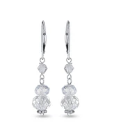 Bling Jewelry Clear Rondelle Crystal Dangle Earrings Sterling Silver Lever Back