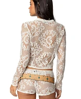Edikted Women's Peyson Sheer Lace Top