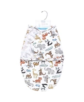 Hudson Baby Baby Boys Hudson Plush Faux Fur Swaddle Wrap, Zoo Animals, 0-3 Months
