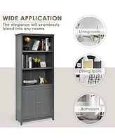 Bookcase Shelving Storage Wooden Cabinet Unit Standing Display Bookcase with Doors