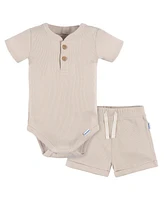 Gerber Baby Boys Henley Bodysuit and Shorts Set
