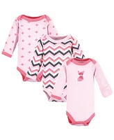 Luvable Friends Baby Girls Preemie Long Sleeve Bodysuits 3pk, Foxy, Preemie