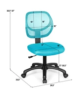 Low-back Computer Task Chair with Adjustable Height and Swivel Casters