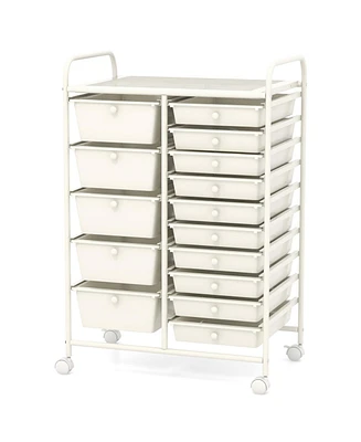 15-Drawer Utility Rolling Organizer Cart Multi-Use Storage