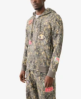 True Religion Men's Big T Camo Patch Buddha Zip Up Sweatshirt