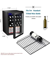 Zafro 24 Bottle Wine Cooler/Cabinet Beverage Refrigerator Small Mini Wine Cellar Beer Soda Clear Glass Door Bar Fridge Quiet Operation Compressor Adju