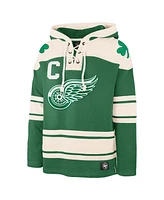 '47 Brand Men's Dylan Larkin Kelly Green Detroit Red Wings St. Patrick's Day Player Name Number Lacer Pullover Hoodie