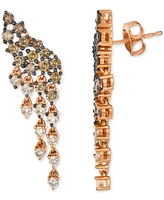 Le Vian Chocolate Ombre Diamond Cascading Cluster Drop Earrings (2 ct. t.w.) in 14k Rose Gold