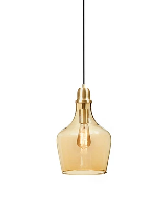Ink+Ivy 9" Auburn Bell Shaped Hanging Glass Pendant Light
