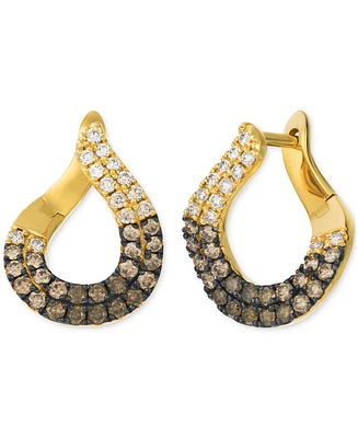 Le Vian Chocolate Ombre Diamond Small Spiral Hoop Earrings (1 ct. t.w.) in 14k Gold, 0.67"