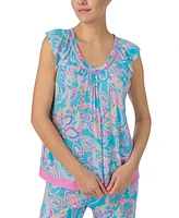 Ellen Tracy Women's Printed V-Neck Cropped Pajama Set