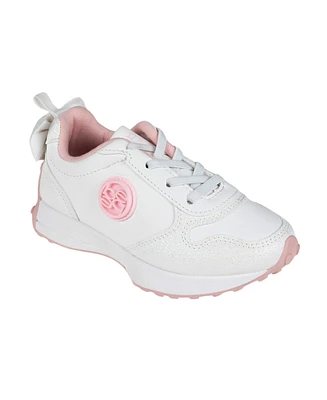 Bebe Toddler Girls Double Layer Bow at Back with Medallion Sneakers