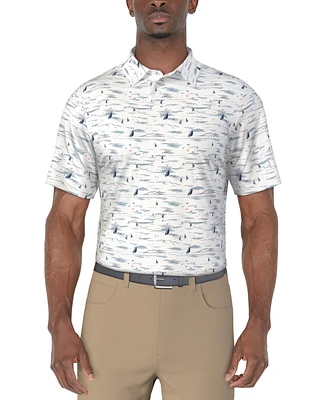 Pga Tour Men's Short Sleeve Nautical Print Golf Polo Shirt
