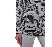Karl Lagerfeld Paris Women's Motif-Print Oversized Button-Front Top
