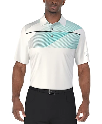 Pga Tour Men's Short Sleeve Diagonal Chest Stripe Golf Polo Shirt