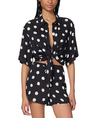Kate Spade New York Women's Tie-Front Cover-Up Shirt