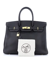 Pre-Owned Hermes Birkin 35 Handbag Black Ardennes with Gold Hardware
