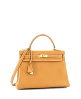 Pre-Owned Hermes Kelly 32 Handbag Ardennes with Gold Hardware