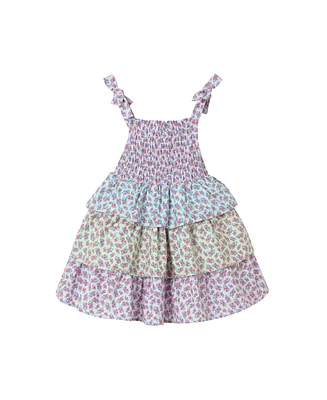 Andy & Evan Little Girls Toddler/Child Color Blocked Floral Teired Dress