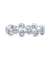 Bling Jewelry Bubble Circle Geometric Zig Zag Cubic Zirconia Bezel Band Cz Eternity Ring .925 Sterling Silver