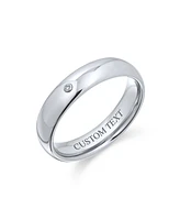 Bling Jewelry Simple 0.10CT Cz Cubic Zirconia Accent Dome Couples Titanium Band Ring Silver Tone Comfort Fit