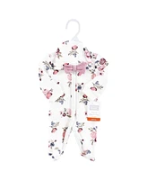 Hudson Baby Baby Girls Hudson Thermal Preemie Sleep and Play and Cap Set, Dusty Rose Floral, Preemie
